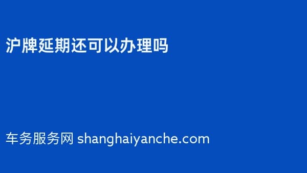 2026年沪牌延期还可以办理吗