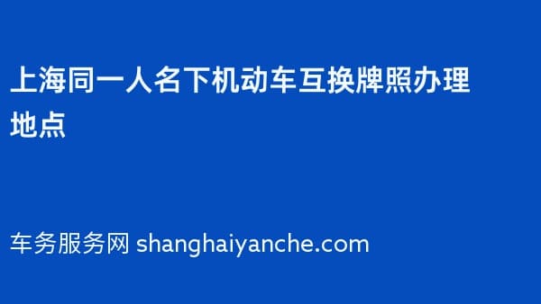 2026年上海同一人名下机动车互换牌照办理地点