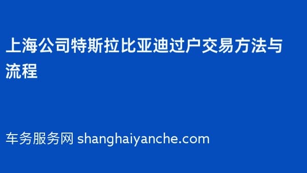 上海公司特斯拉比亚迪过户交易方法与流程