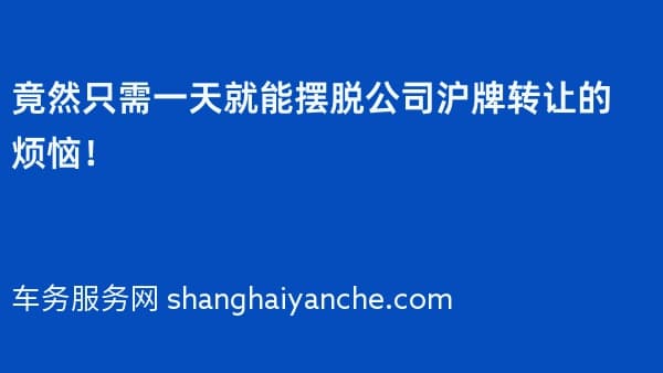 竟然只需一天就能摆脱公司沪牌转让的烦恼！
