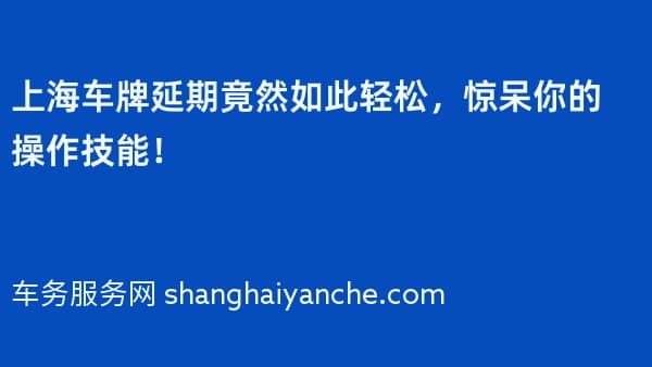 2026年上海车牌延期竟然如此轻松，惊呆你的操作技能！