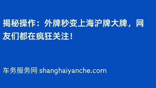 揭秘操作：外牌秒变上海沪牌大牌，网友们都在疯狂关注！