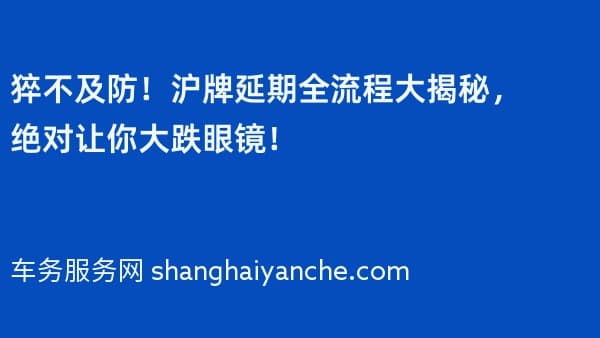 猝不及防！沪牌延期全流程大揭秘，绝对让你大跌眼镜！