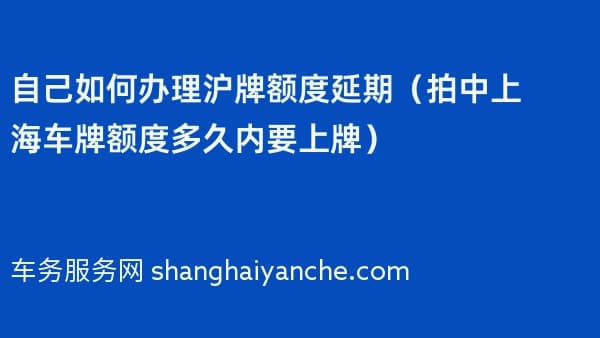 自己如何办理沪牌额度延期(拍中上海车牌额度多久内要上牌)