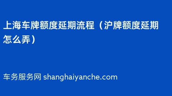 上海车牌额度延期流程(沪牌额度延期怎么弄)