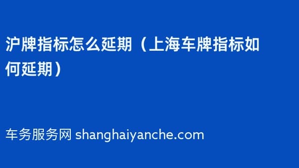 沪牌指标怎么延期(上海车牌指标如何延期)