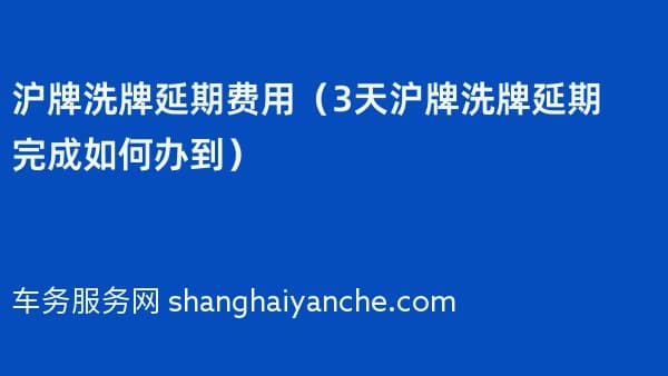 沪牌洗牌延期费用(3天沪牌洗牌延期完成如何办到)