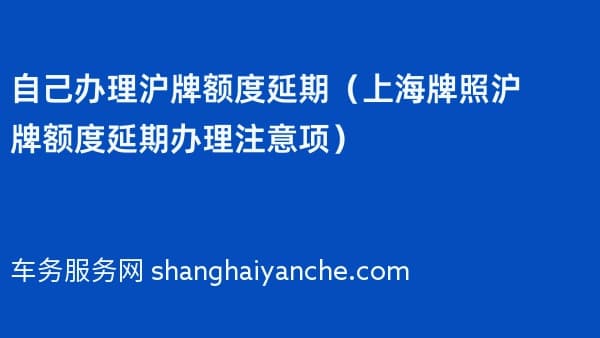 2026年自己办理沪牌额度延期(上海牌照沪牌额度延期办理注意项)