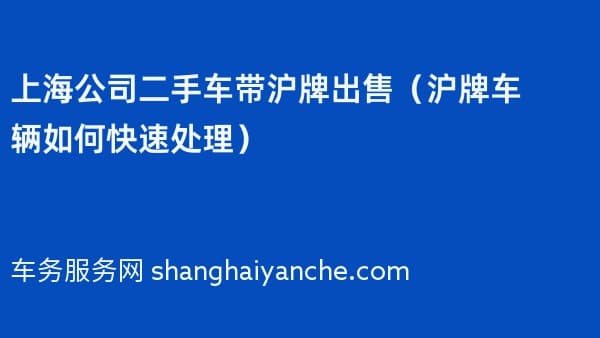 上海公司二手车带沪牌出售(沪牌车辆如何快速处理)