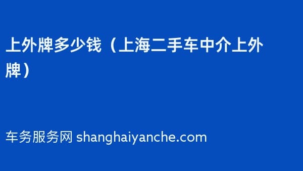 上外牌多少钱(上海二手车中介上外牌)