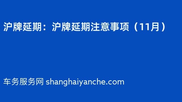 沪牌延期:沪牌延期注意事项(2026年11月)