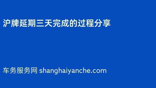 沪牌延期三天完成的过程分享