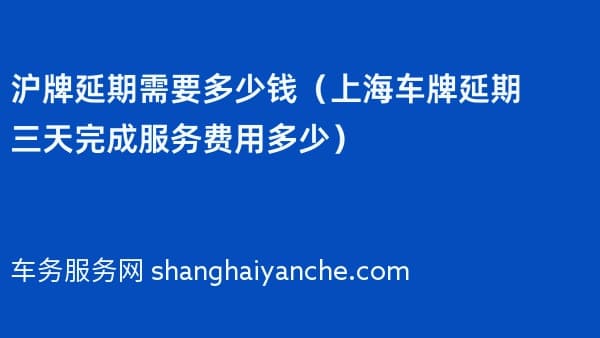 沪牌延期需要多少钱(上海车牌延期三天完成服务费用多少)