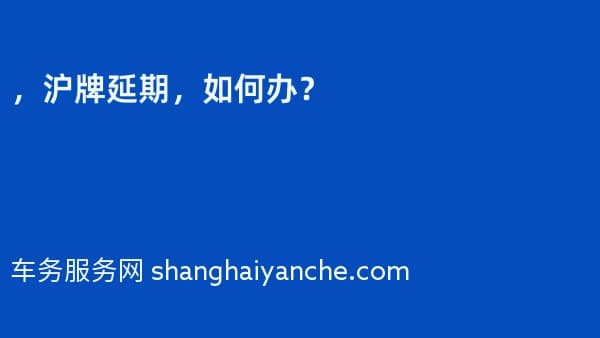 2026年,沪牌延期,如何办?