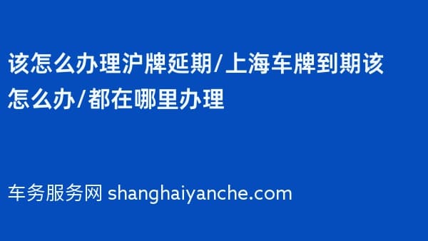 2026年该怎么办理沪牌延期/上海车牌到期该怎么办/都在哪里办理