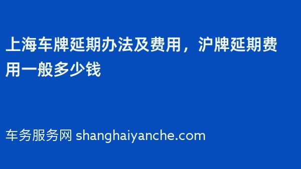 上海车牌延期办法及费用,沪牌延期费用一般多少钱