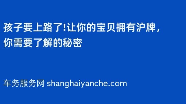 孩子要上路了!让你的宝贝拥有沪牌,你需要了解的秘密