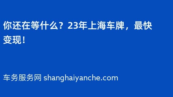 你还在等什么?23年上海车牌,最快变现!