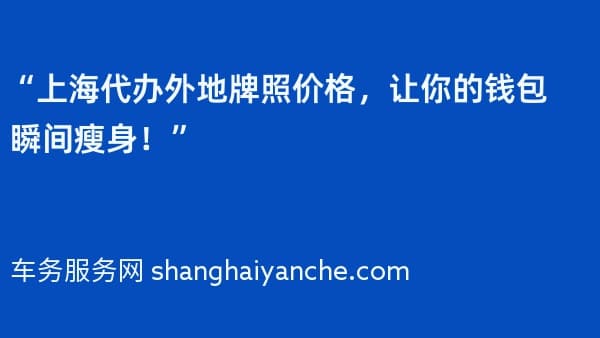 “上海代办外地牌照价格,让你的钱包瞬间瘦身!”