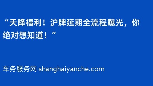 “天降福利!沪牌延期全流程曝光,你绝对想知道!”