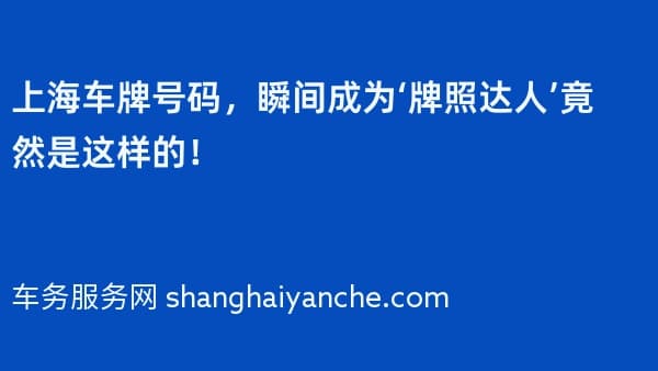 上海车牌号码,瞬间成为‘牌照达人’竟然是这样的!