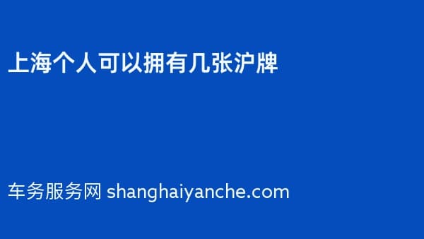 上海个人可以拥有几张沪牌