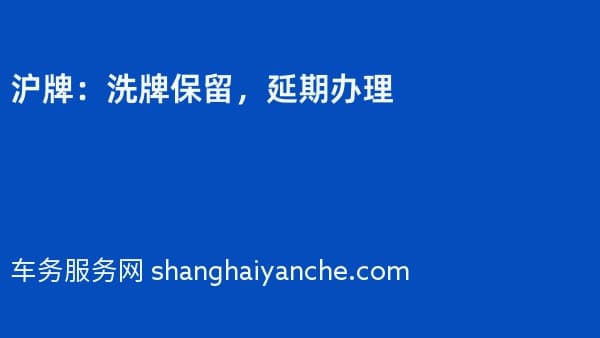 2026年沪牌:洗牌保留,延期办理