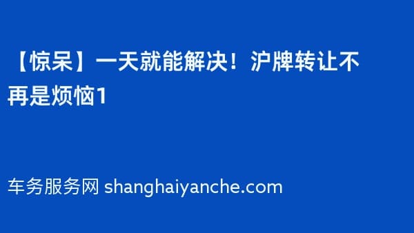 【惊呆】一天就能解决!沪牌转让不再是烦恼1