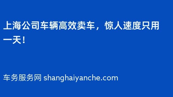 上海公司车辆高效卖车,惊人速度只用一天!