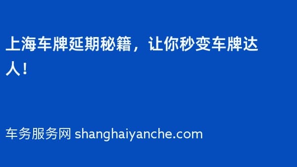 上海车牌延期秘籍,让你秒变车牌达人!