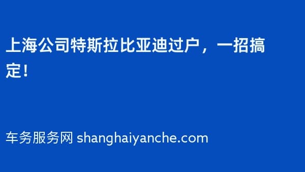 上海公司特斯拉比亚迪过户,一招搞定!