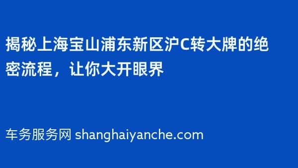 揭秘上海宝山浦东新区沪C转大牌的绝密流程,让你大开眼界