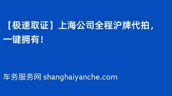 【极速取证】上海公司全程沪牌代拍,一键拥有!