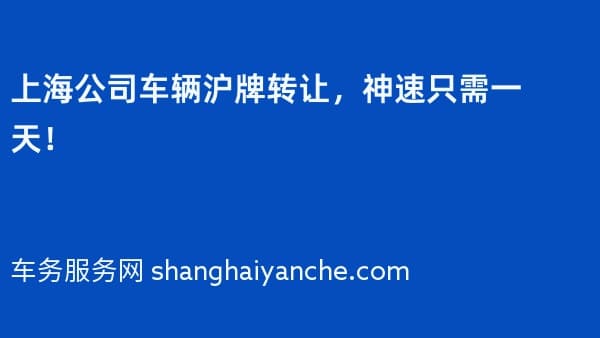 上海公司车辆沪牌转让,神速只需一天!
