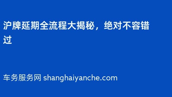 沪牌延期全流程大揭秘,绝对不容错过
