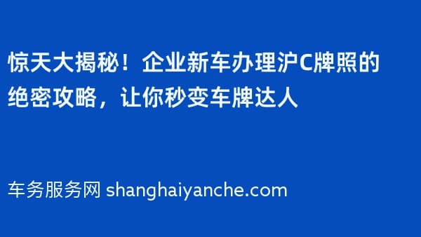 惊天大揭秘!企业新车办理沪C牌照的绝密攻略,让你秒变车牌达人