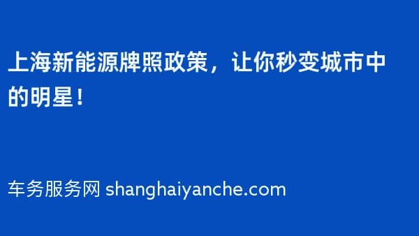 2026年上海新能源牌照政策,让你秒变城市中的明星!