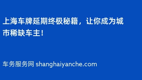 上海车牌延期终极秘籍,让你成为城市稀缺车主!