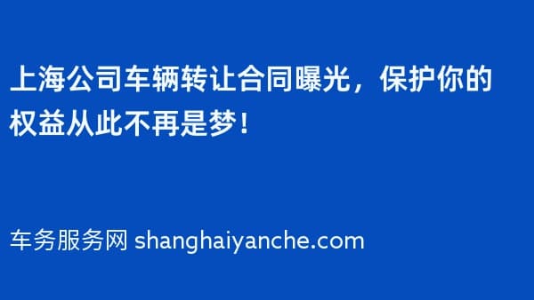上海公司车辆转让合同曝光,保护你的权益从此不再是梦!
