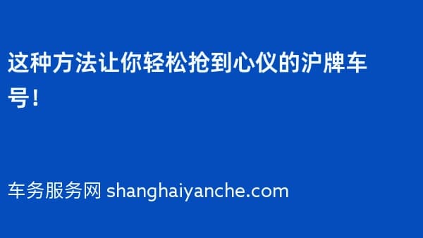 这种方法让你轻松抢到心仪的沪牌车号!