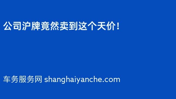 公司沪牌竟然卖到这个天价!