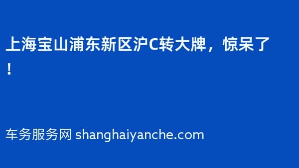 上海宝山浦东新区沪C转大牌,惊呆了!