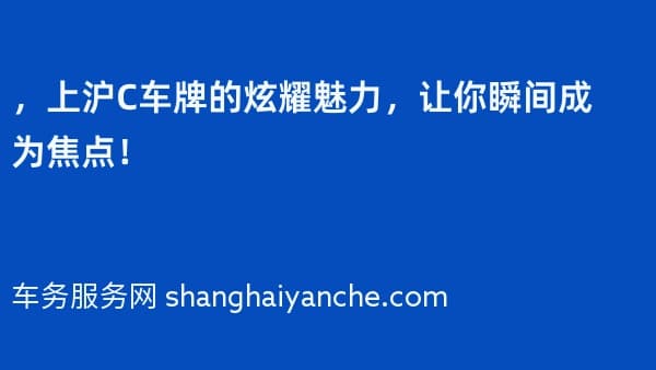 2026年,上沪C车牌的炫耀魅力,让你瞬间成为焦点!