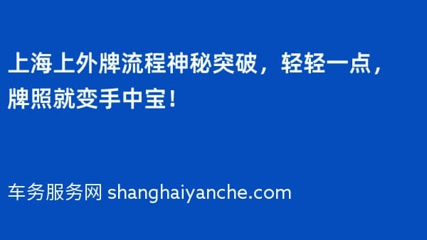 2026年上海上外牌流程神秘突破,轻轻一点,牌照就变手中宝!