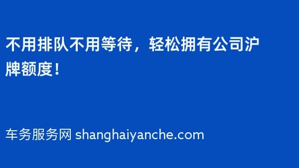 不用排队不用等待,轻松拥有公司沪牌额度!