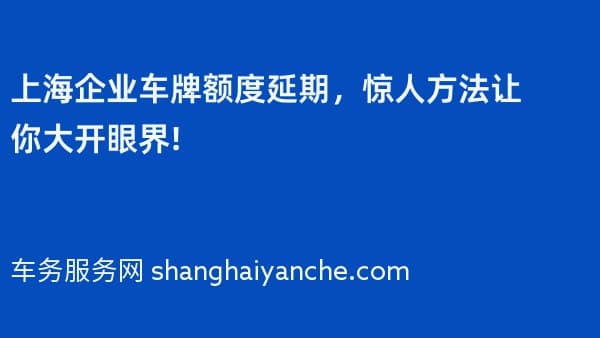 上海企业车牌额度延期,惊人方法让你大开眼界!