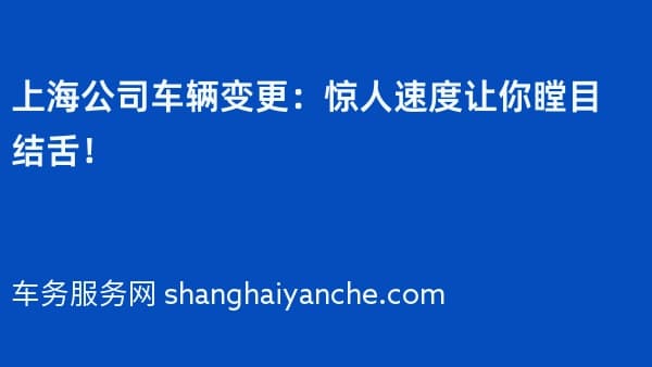 上海公司车辆变更:惊人速度让你瞠目结舌!