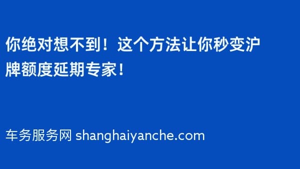 你绝对想不到!这个方法让你秒变沪牌额度延期专家!