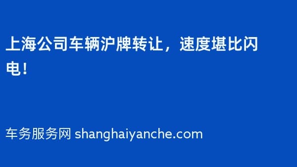 上海公司车辆沪牌转让,速度堪比闪电!