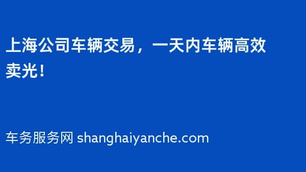 上海公司车辆交易,一天内车辆高效卖光!